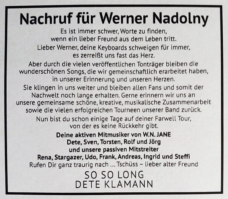 Nachruf Dete Klamann